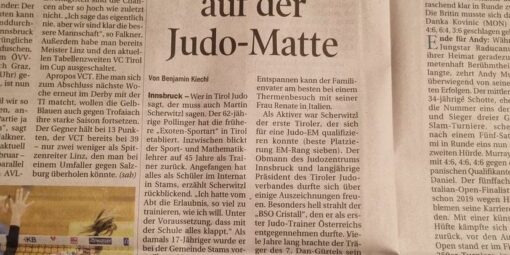 Zeitungsartikel TT "Seit 45 Jahren auf der Judo-Matte"